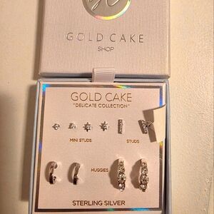 Gold Cake Earrings 925 Sterling Silver.